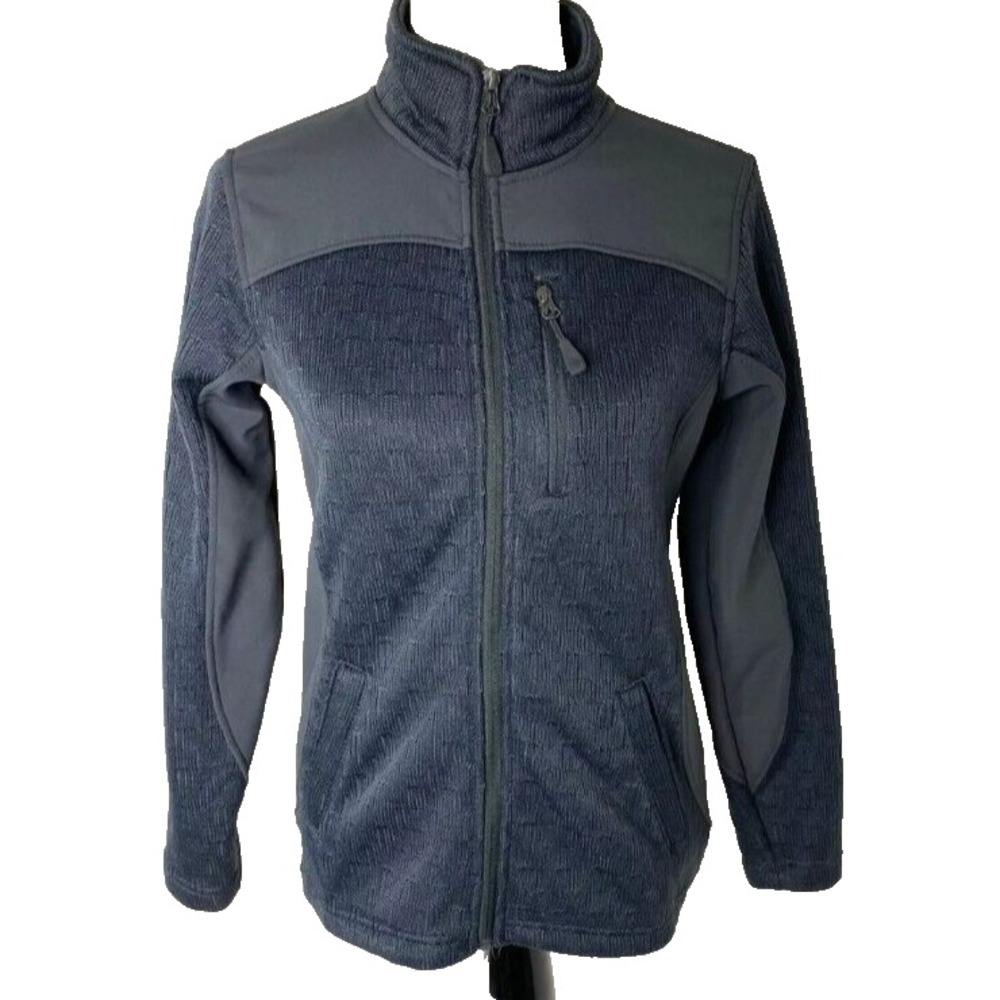 SwissTech Full Zip Jacket Womens Large Black & Grey Lightweight Hiking‎ Coat